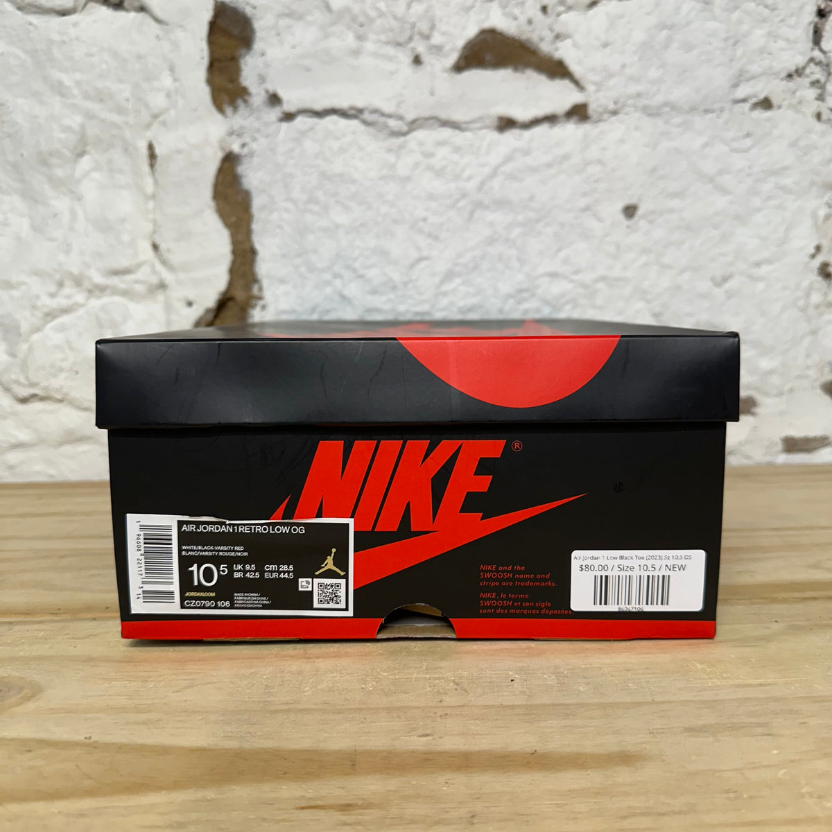 Air Jordan 1 Low Black Toe (2023) Sz 10.5 DS