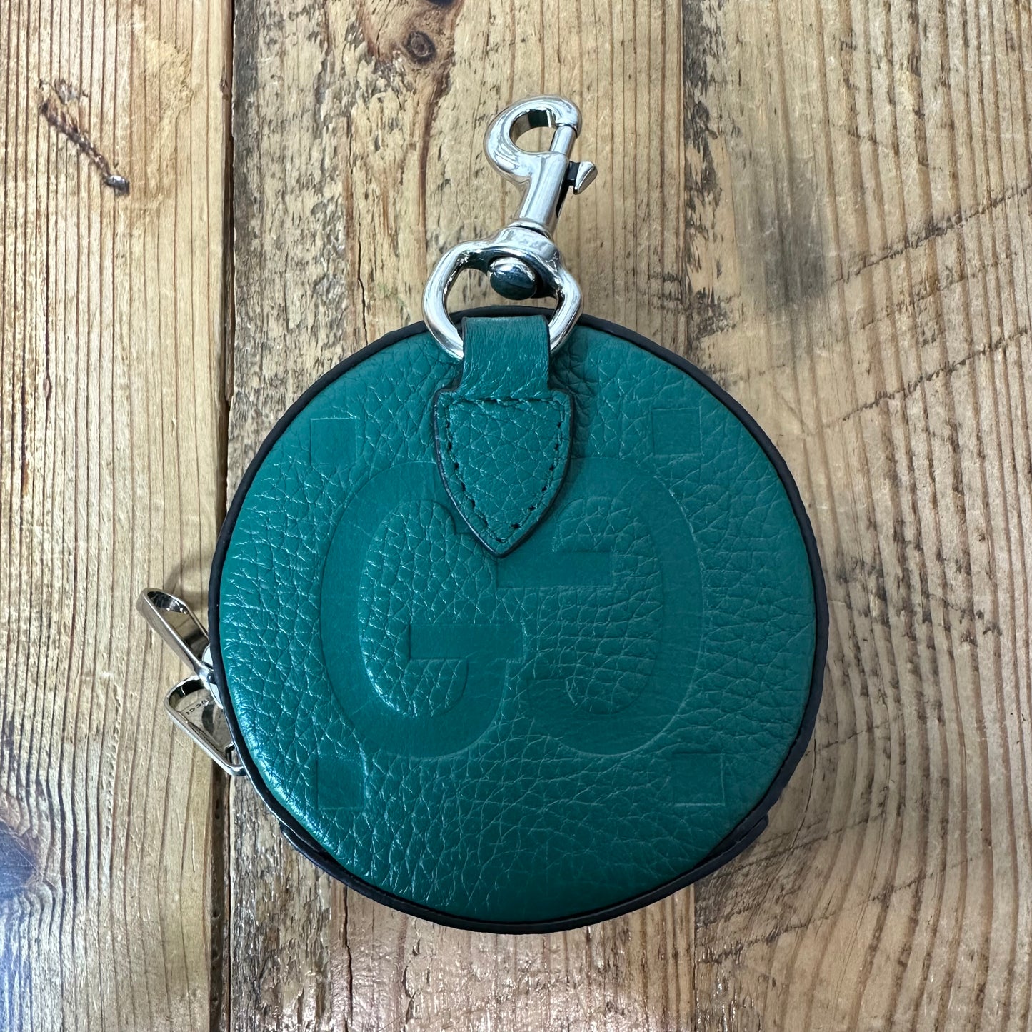 Gucci Green GG Monogram Leather Coin Pouch W/ Box