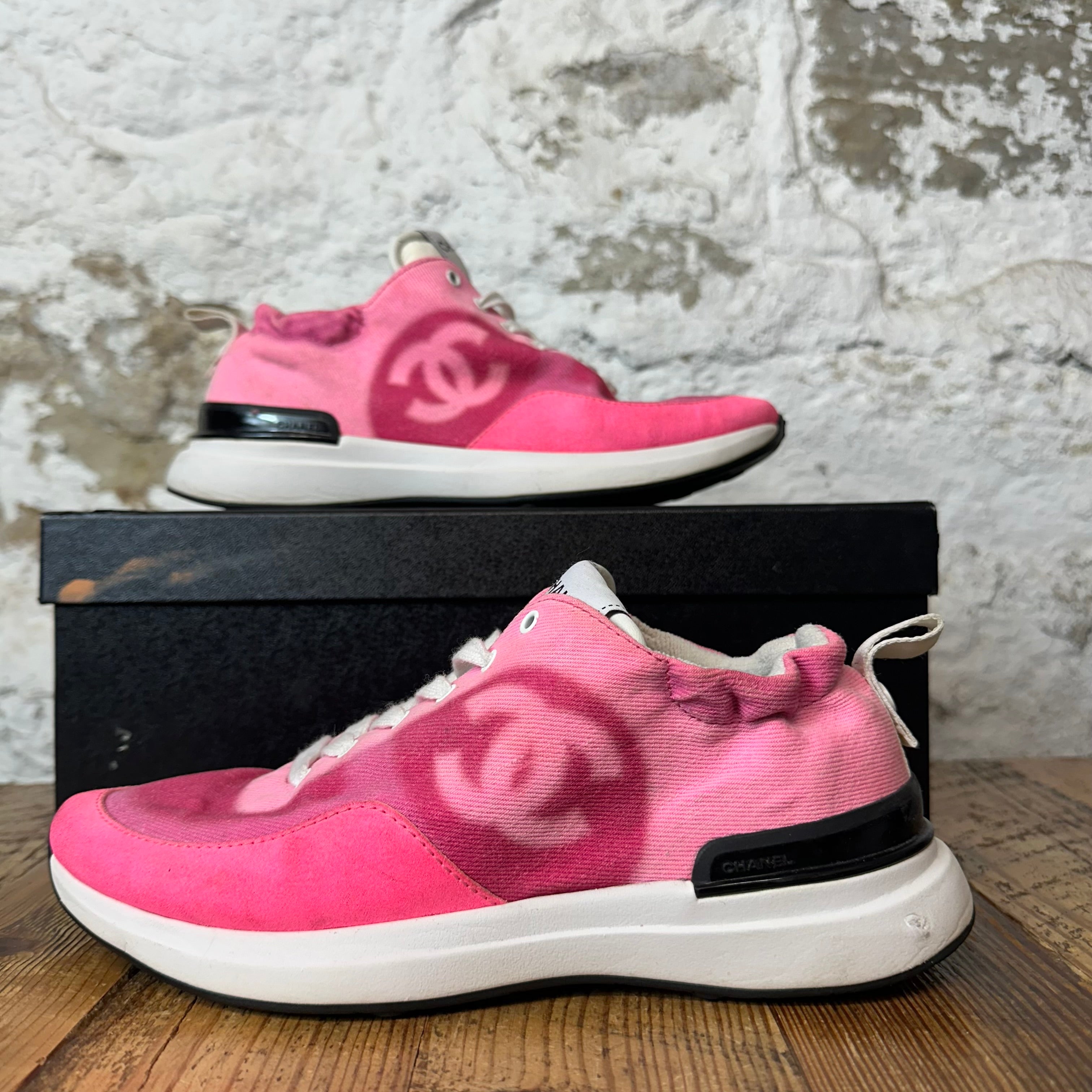 Chanel Gradient Pink Trainer Sneaker Sz 5.5 (37.5)