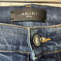 Amiri MX1 Blue Paisley Art Patch Dark Blue Denim Jeans Sz 36