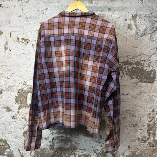 Vale Red Purple Plaid Rhinestone Flannel Sz XL