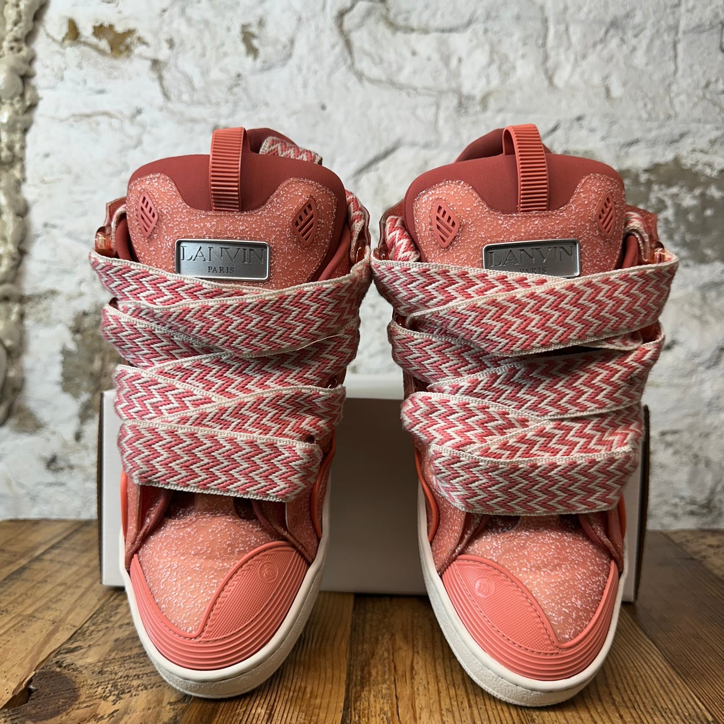 Lanvin Curb Pink Speckled White Sneaker Sz 11 (44)