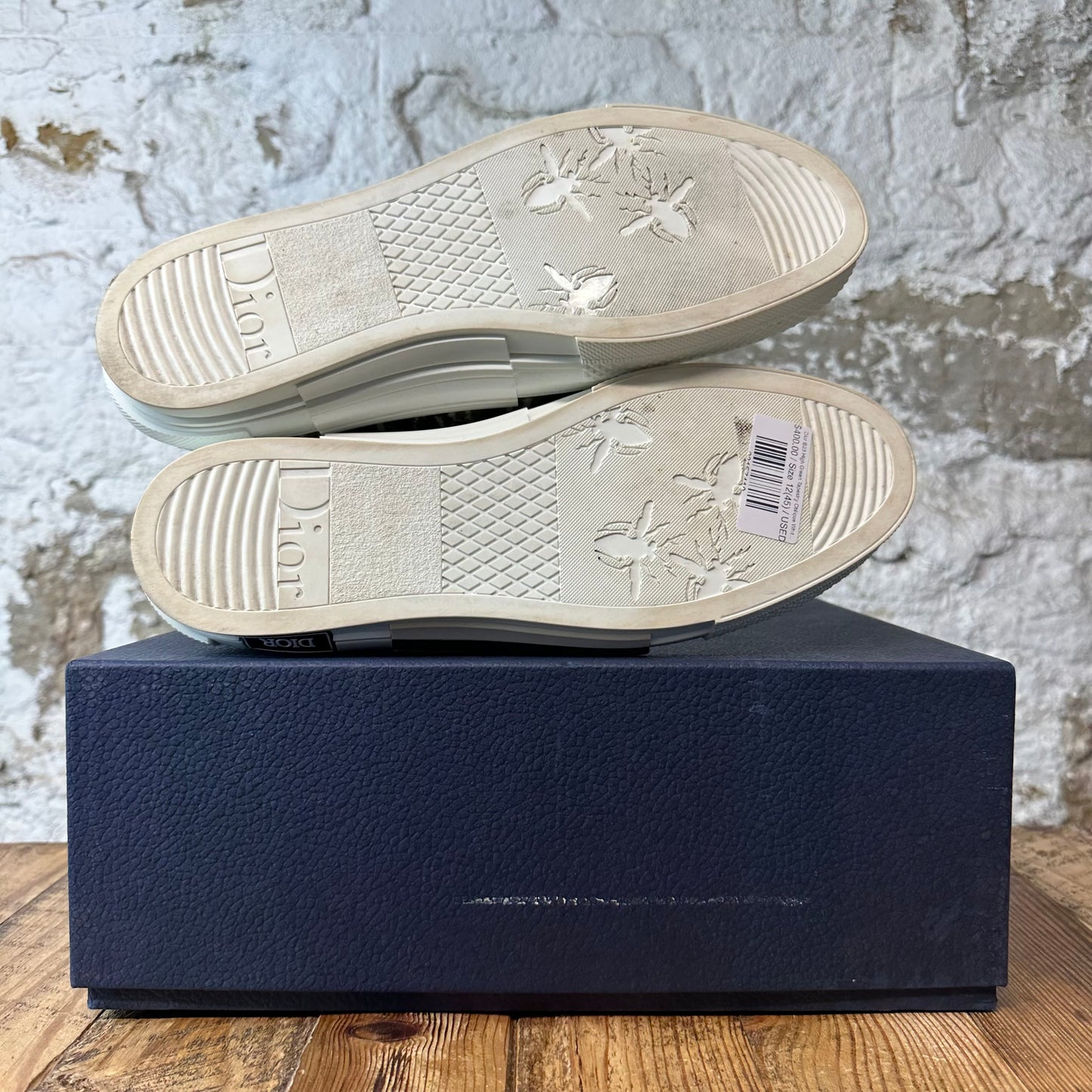 Dior B23 High Green Tapestry Oblique White Sneaker Sz 12 (45)