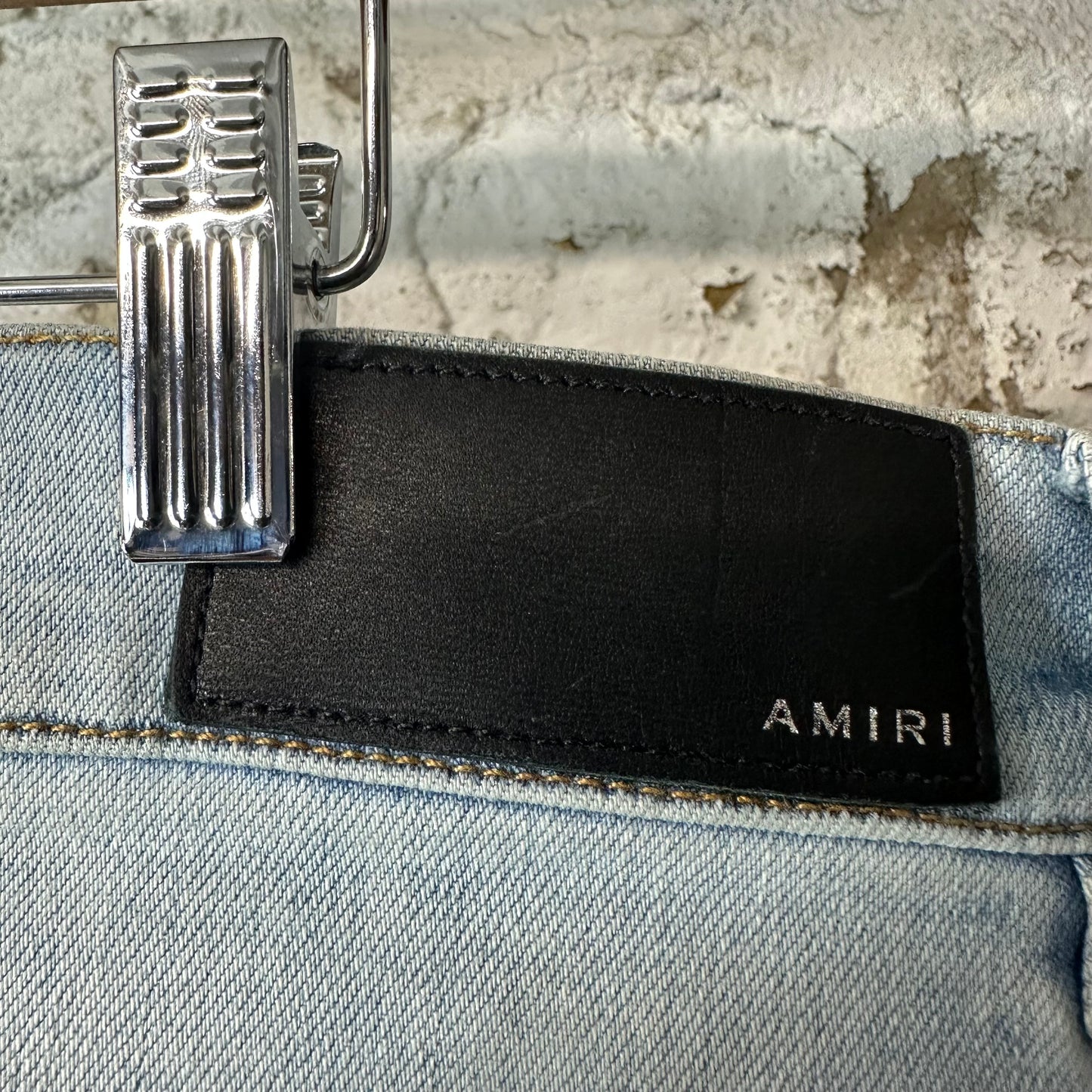 Amiri Paisley Core Logo Light Blue Denim Jeans Sz 36