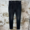 Amiri Varsity 22 Patch Black Denim Jeans Sz 38