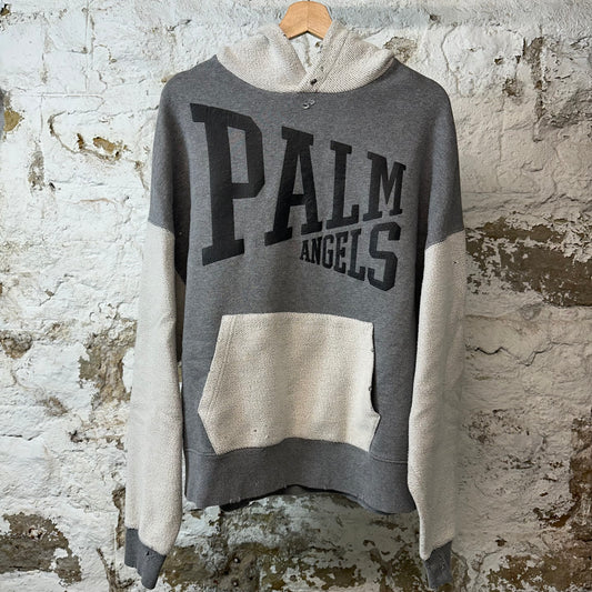 Palm Angels Cracked Spell Gray Patchwork Hoodie Sz S