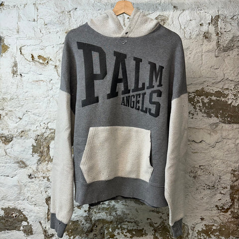Palm Angels Cracked Spell Gray Patchwork Hoodie Sz S