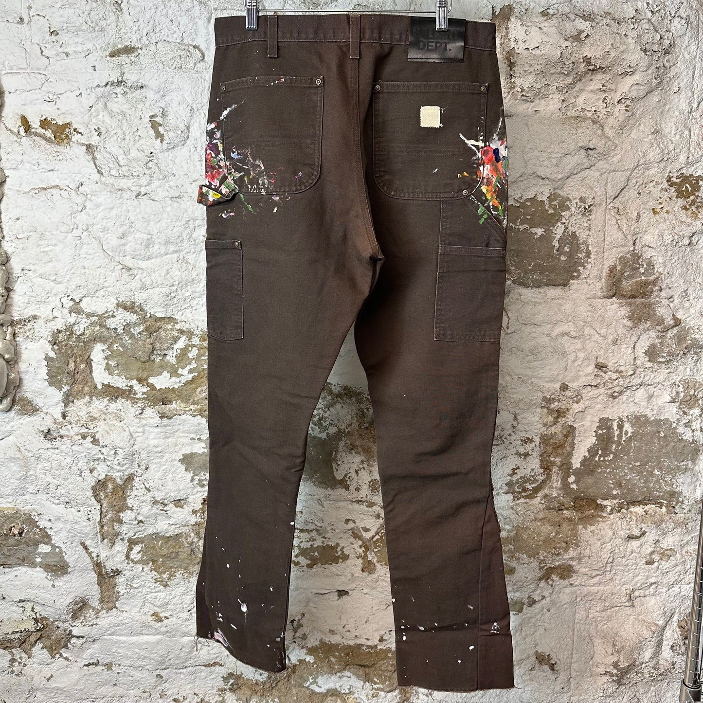 Gallery Department Brown Carpenter Flare Splatter Pants Sz 32