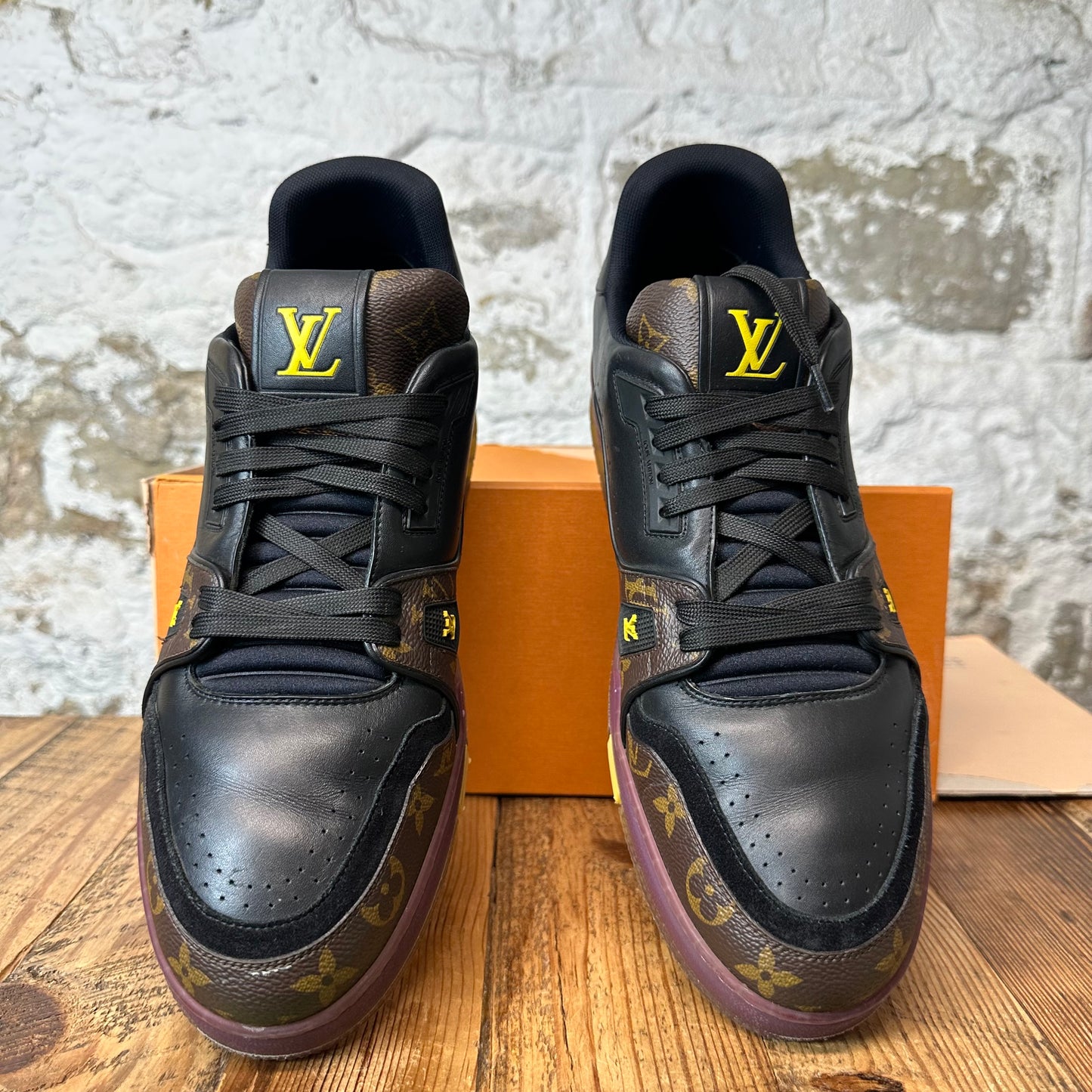 Louis Vuitton Black Brown Purple Sneaker Sz 11.5 (10LV)