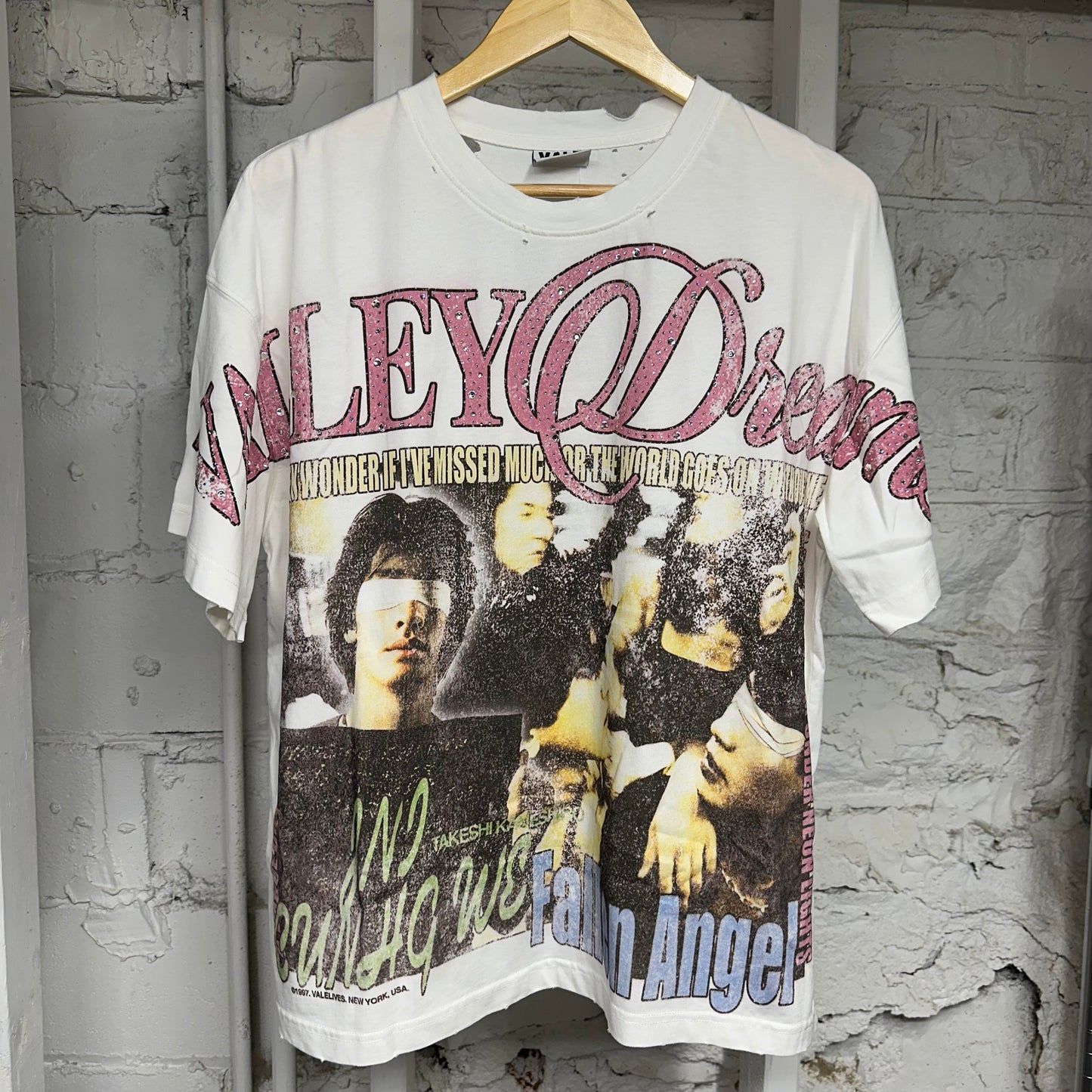 Vale Fallen Angel Bling White T-Shirt Sz S