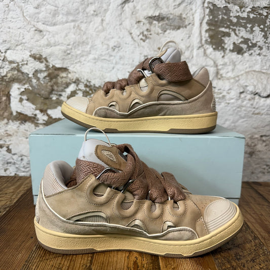 Lanvin Curb Brown Lace Tan Beige Sneaker Sz 9 (42)