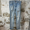 Amiri Distressed Plain Blue Denim Jeans Sz 36