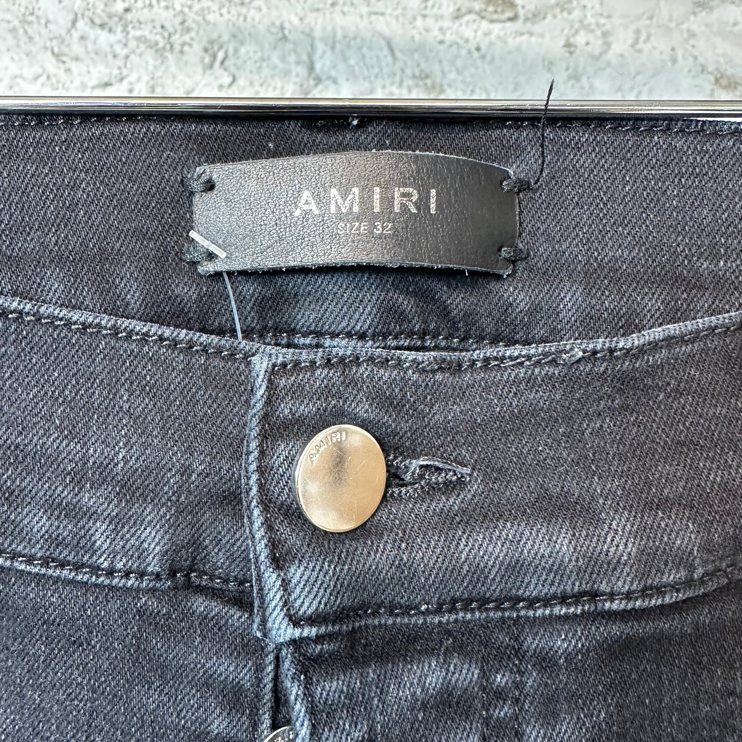 Amiri MX2 White Leather Black Denim Jeans Sz 32