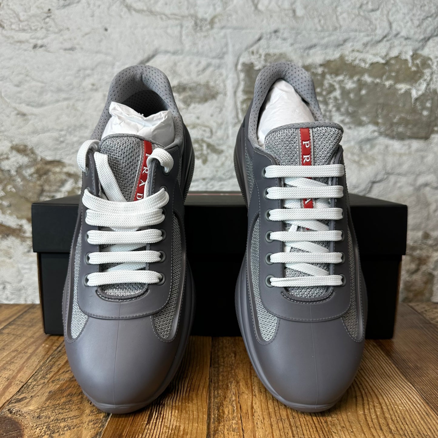 Prada Americas Cup Grey Rubber Sneaker Sz 9 (42) DS