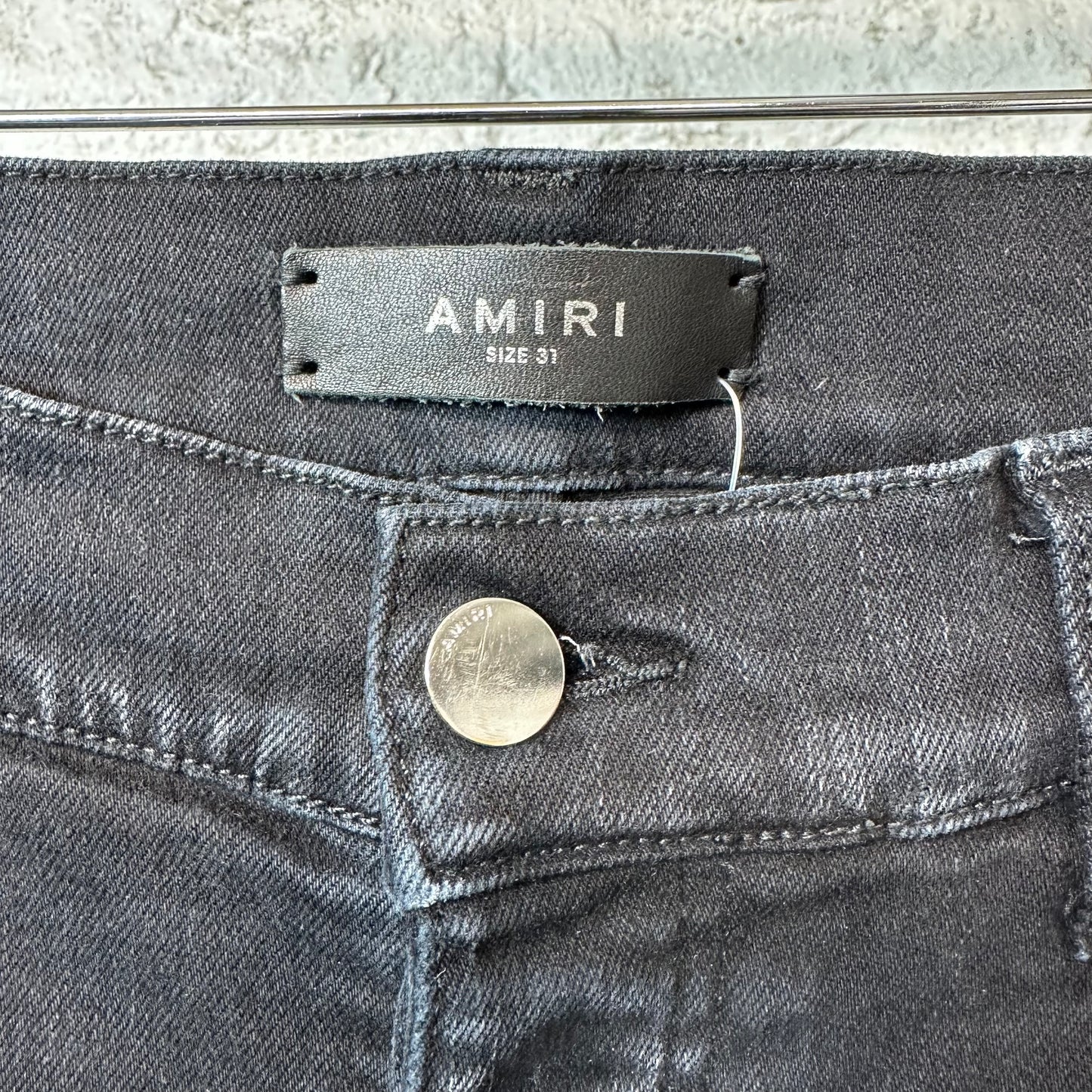 Amiri MX1 Red Suede Black Denim Jeans Sz 31