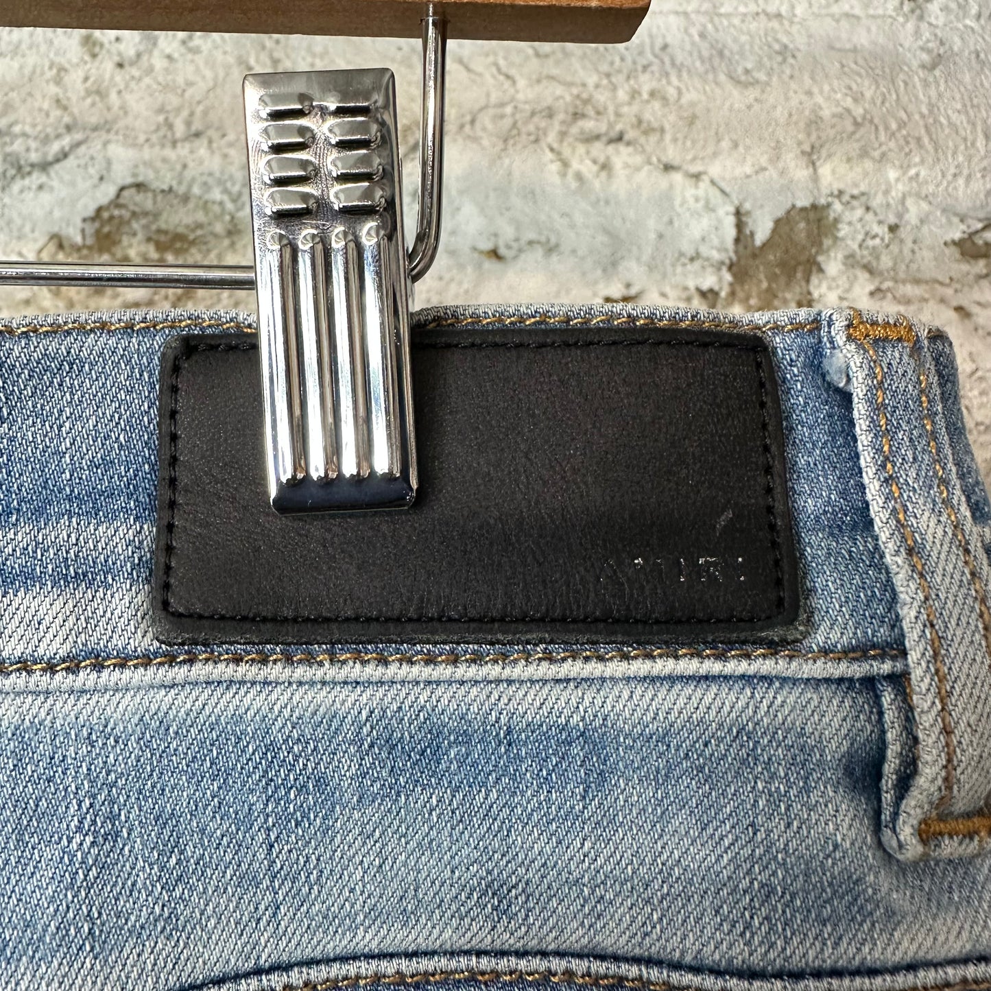 Amiri MX1 Marble Patch Blue Denim Jeans Sz 32