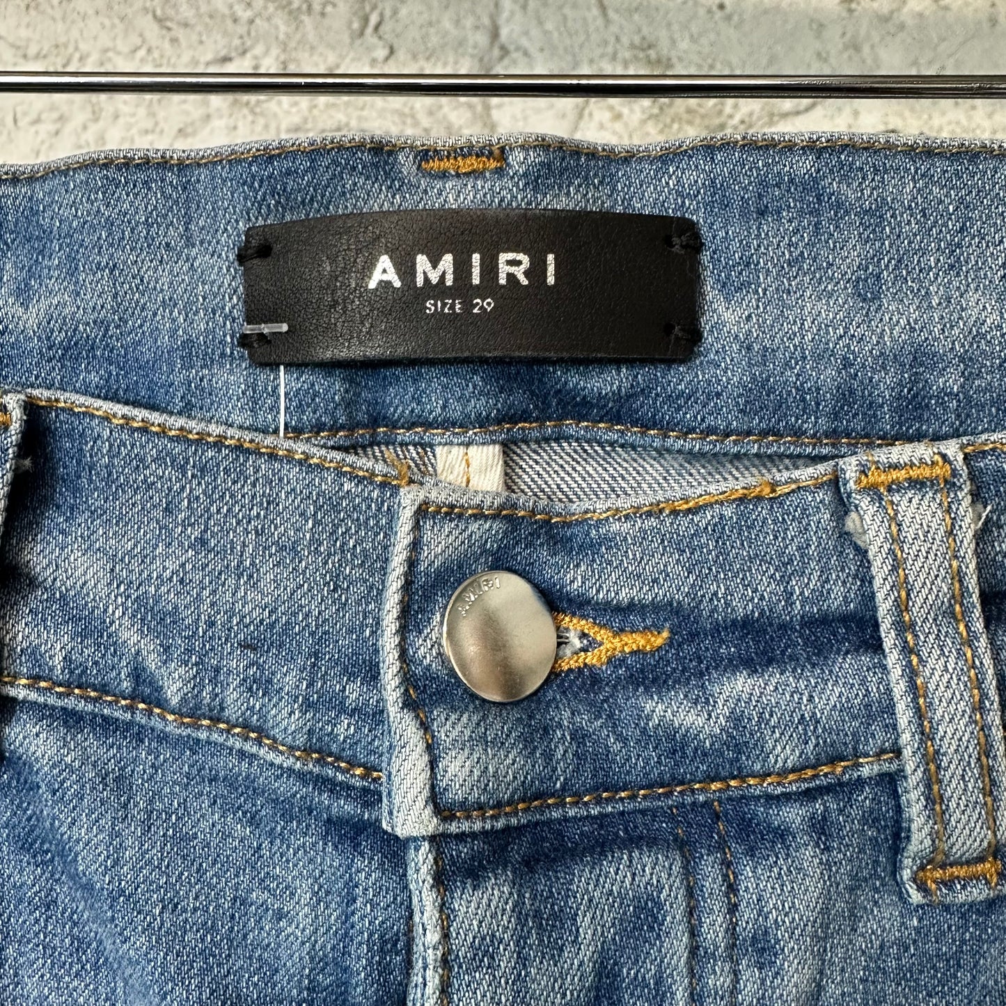 Amiri MX1 Red Suede Blue Denim Jeans Sz 29
