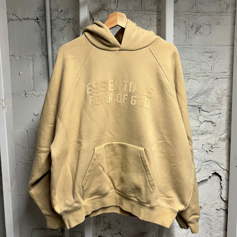 Essentials Center Spellout Hoodie Tan Sz M