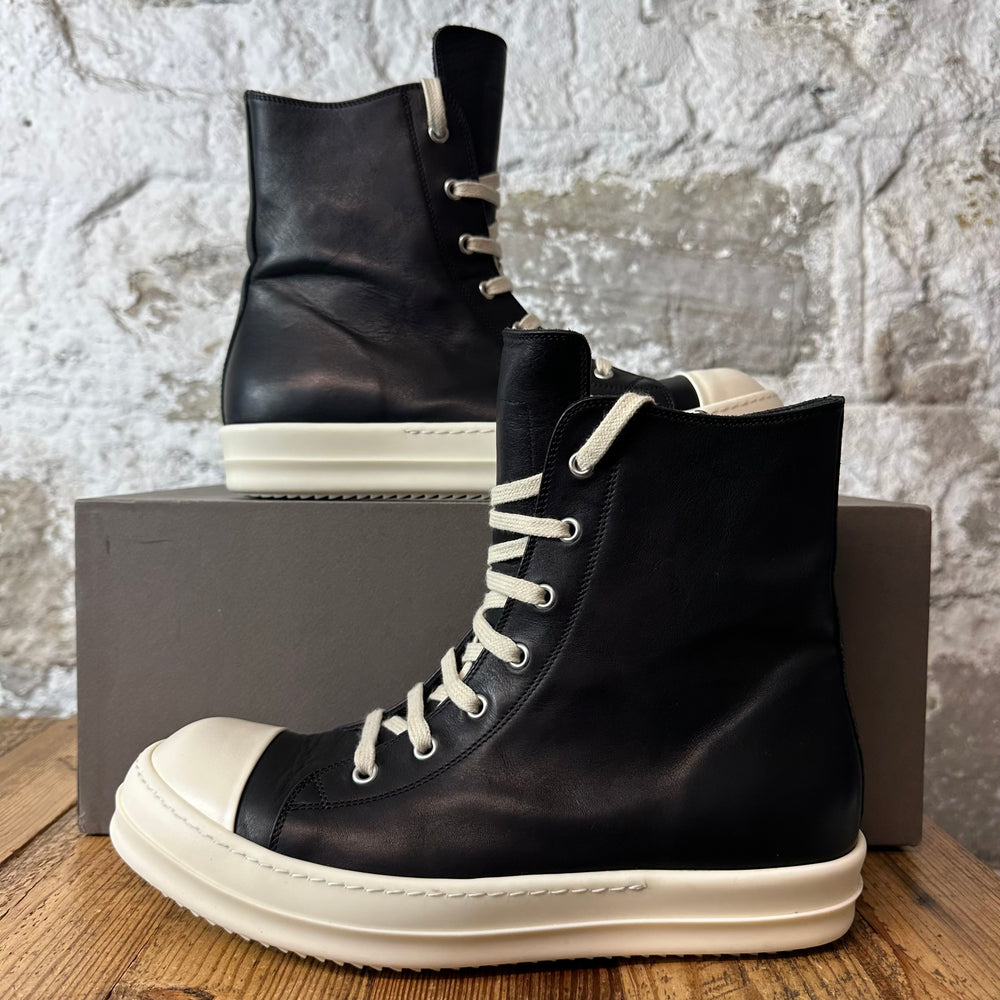 Rick Owens High Black Leather Milk Sneaker Sz 9 (42)