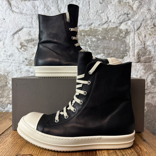 Rick Owens High Black Leather Milk Sneaker Sz 9 (42)