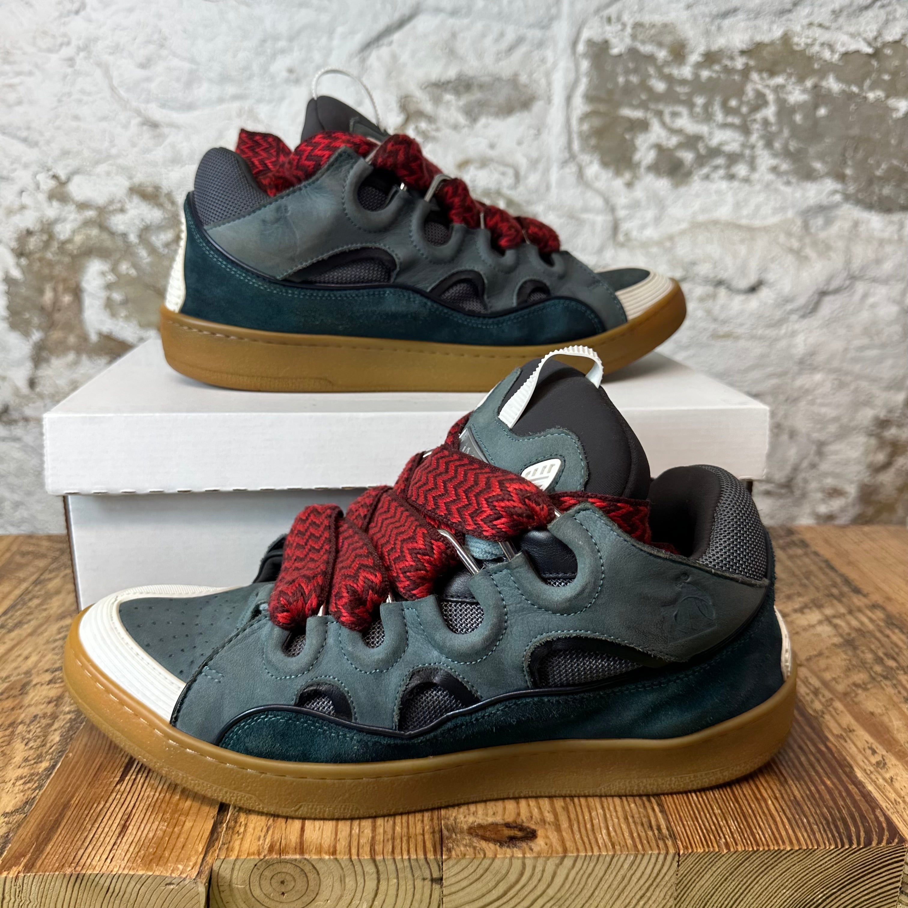 Lanvin Curb Red Lace Blue Gum Sneaker Sz 12 (45)