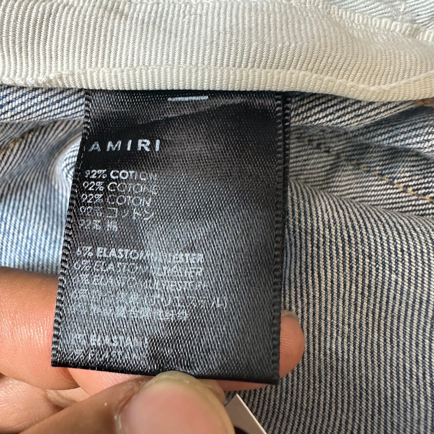 Amiri Felt Spellout Distressed Blue Denim Jeans Sz 32