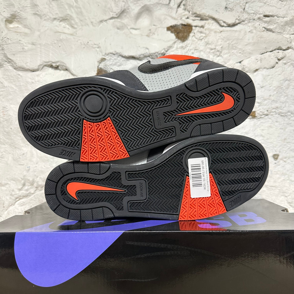 Nike SB Zoom Air Regime Grey Black Orange Sz 10 DS