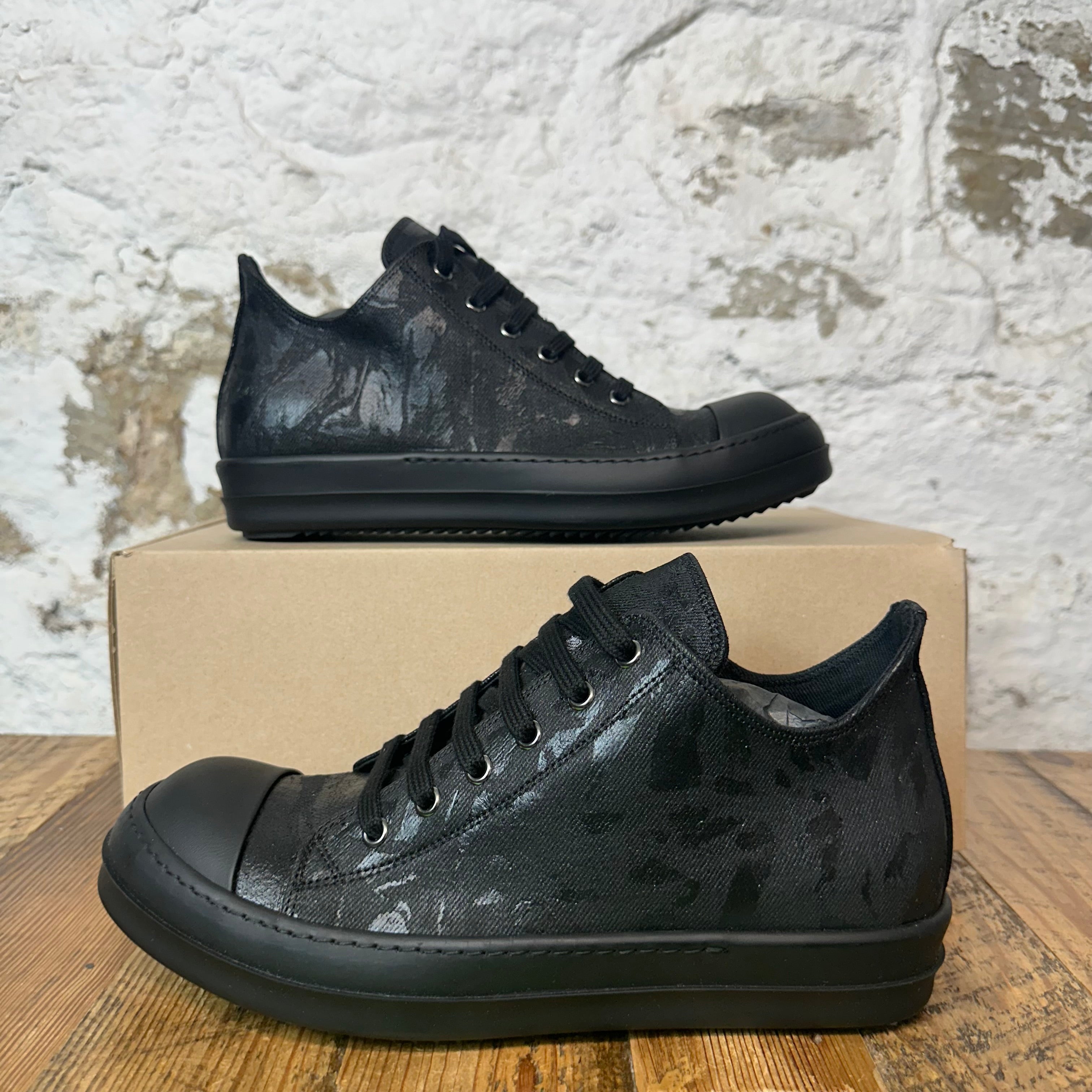 Rick Owens DRKSHDW Cracked Black Sneaker – The Gallery Online