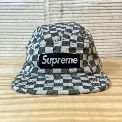 Supreme Checkerboard Camp Cap Black Hat