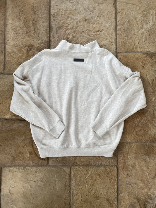 Fear of God Essentials Light Heather Grey Mock Nock Sweater Sz L DS