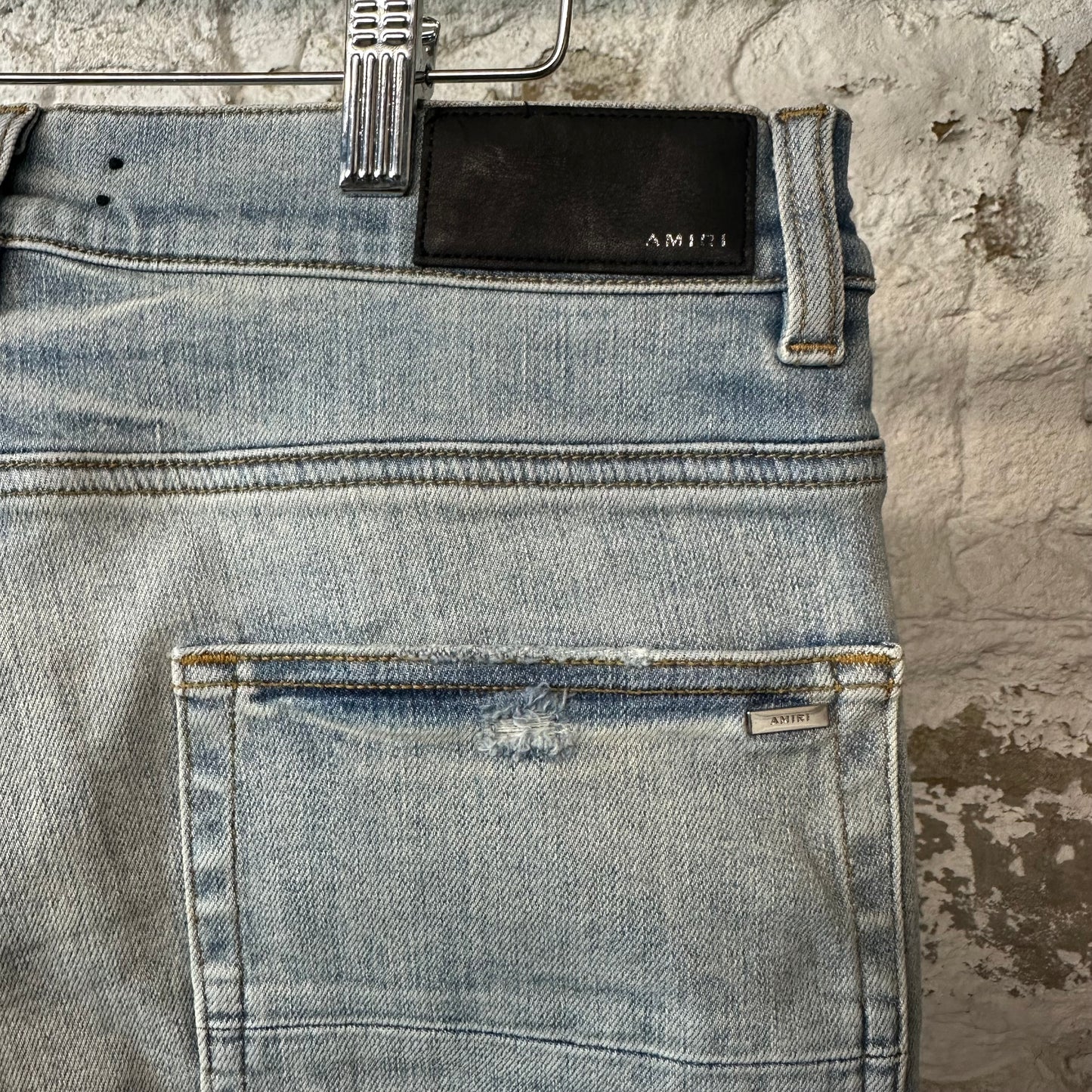 Amiri MX1 Green Plaid Flannel Blue Denim Jeans Sz 34