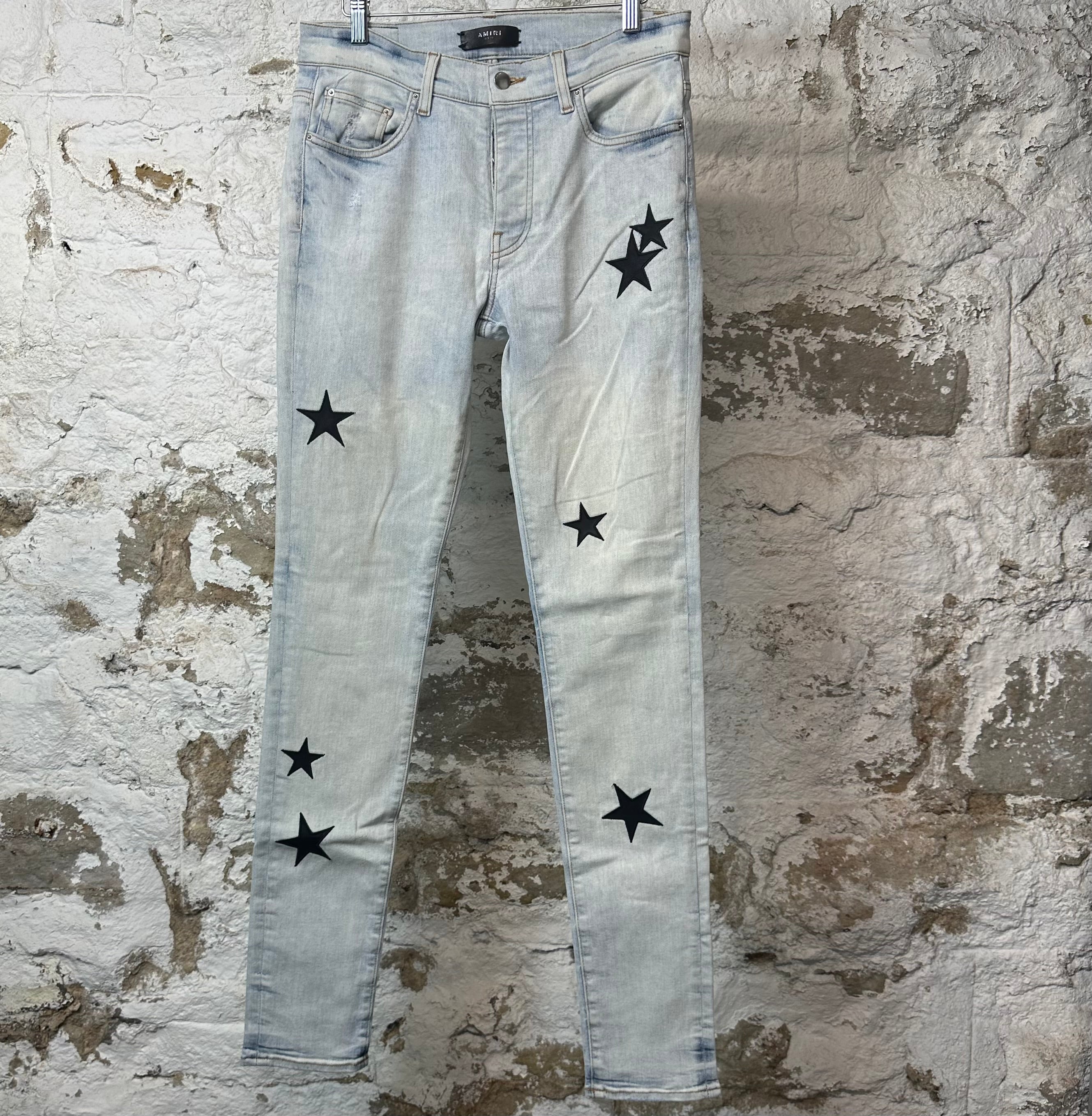 Amiri Black Star Light Wash Blue Denim Jeans Sz 30