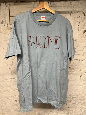 Supreme Red Spell Dusty Blue T-shirt Sz L