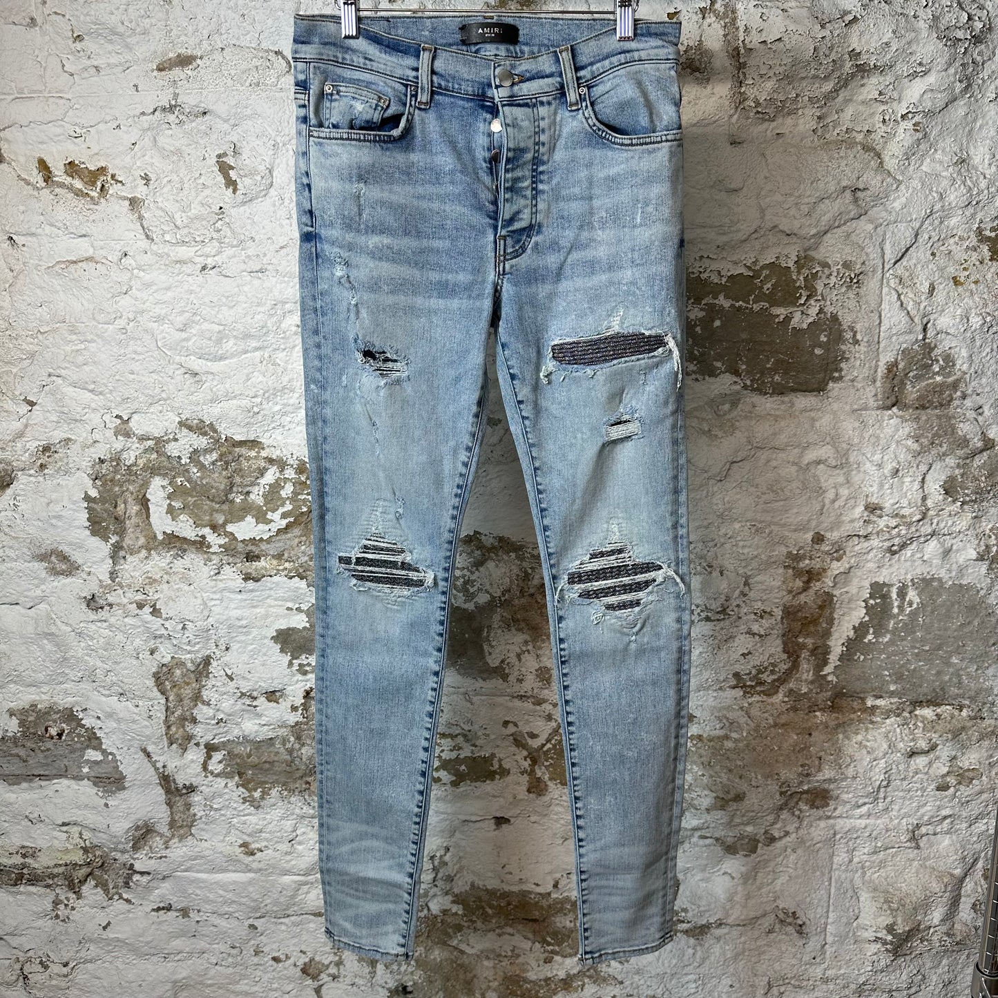 Amiri MX1 Glitter Patch Blue Denim Jeans Sz 32