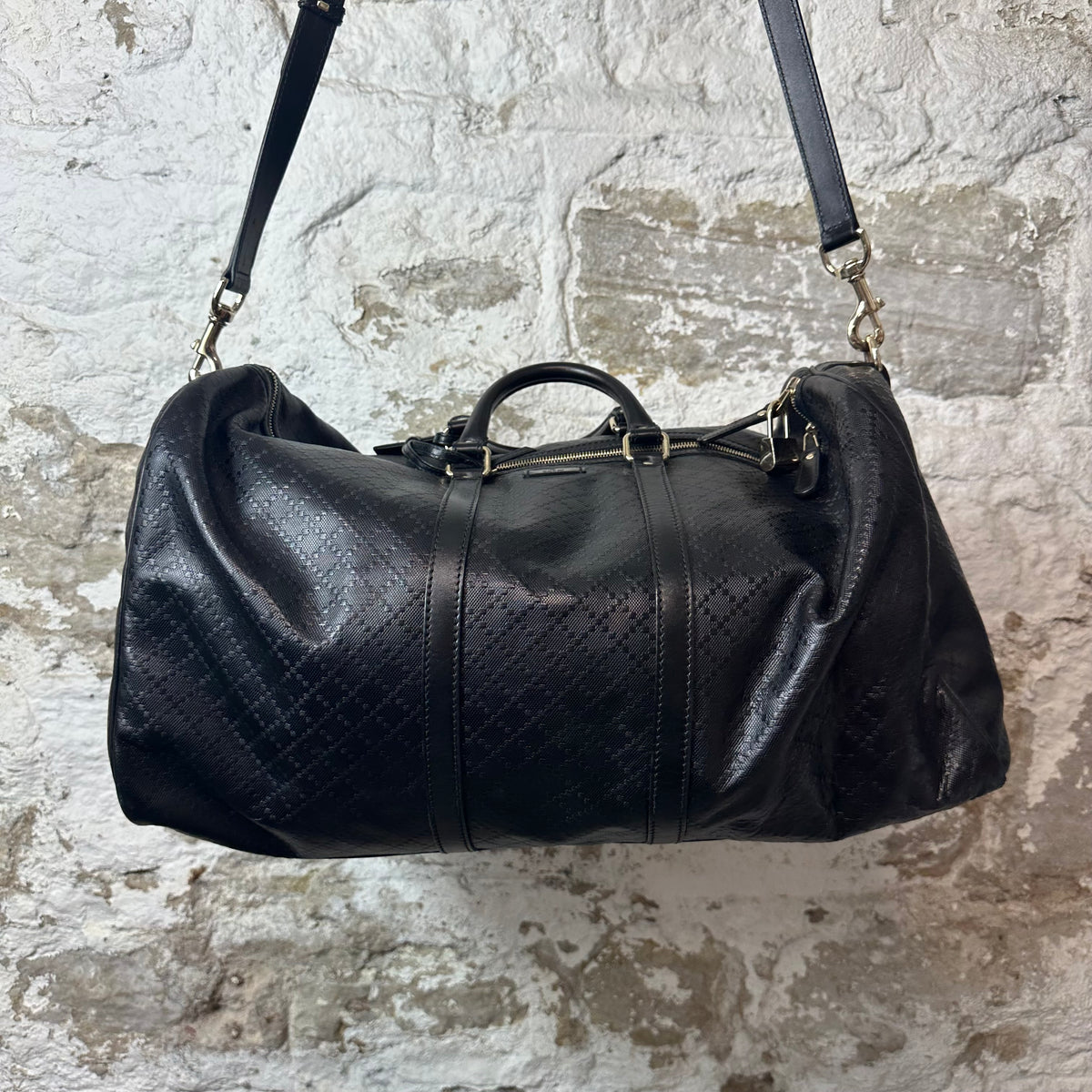 Gucci Diamante Black Leather Duffle Bag