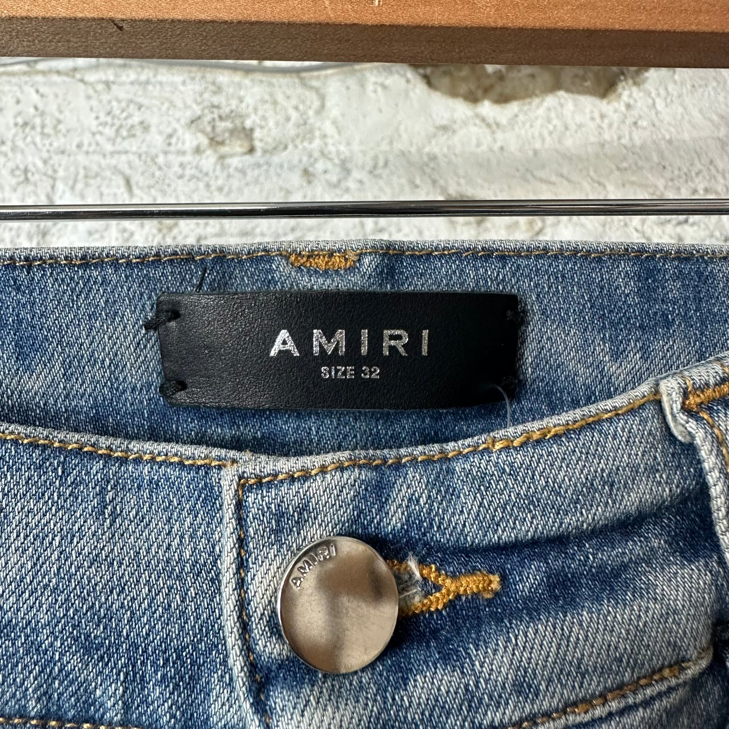 Amiri Distressed Plain Blue Denim Jeans Sz 32