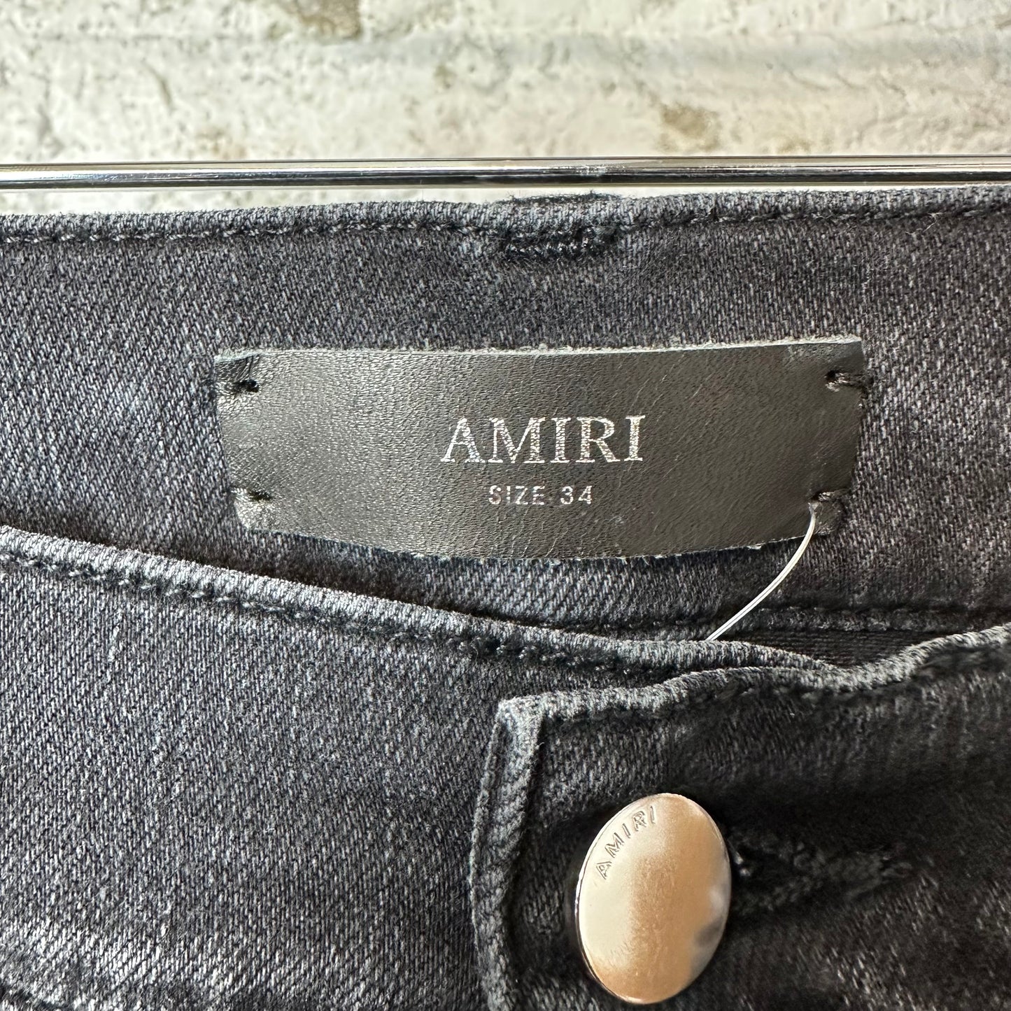 Amiri Hollywood Logo Faded Black Denim Jeans Sz 34