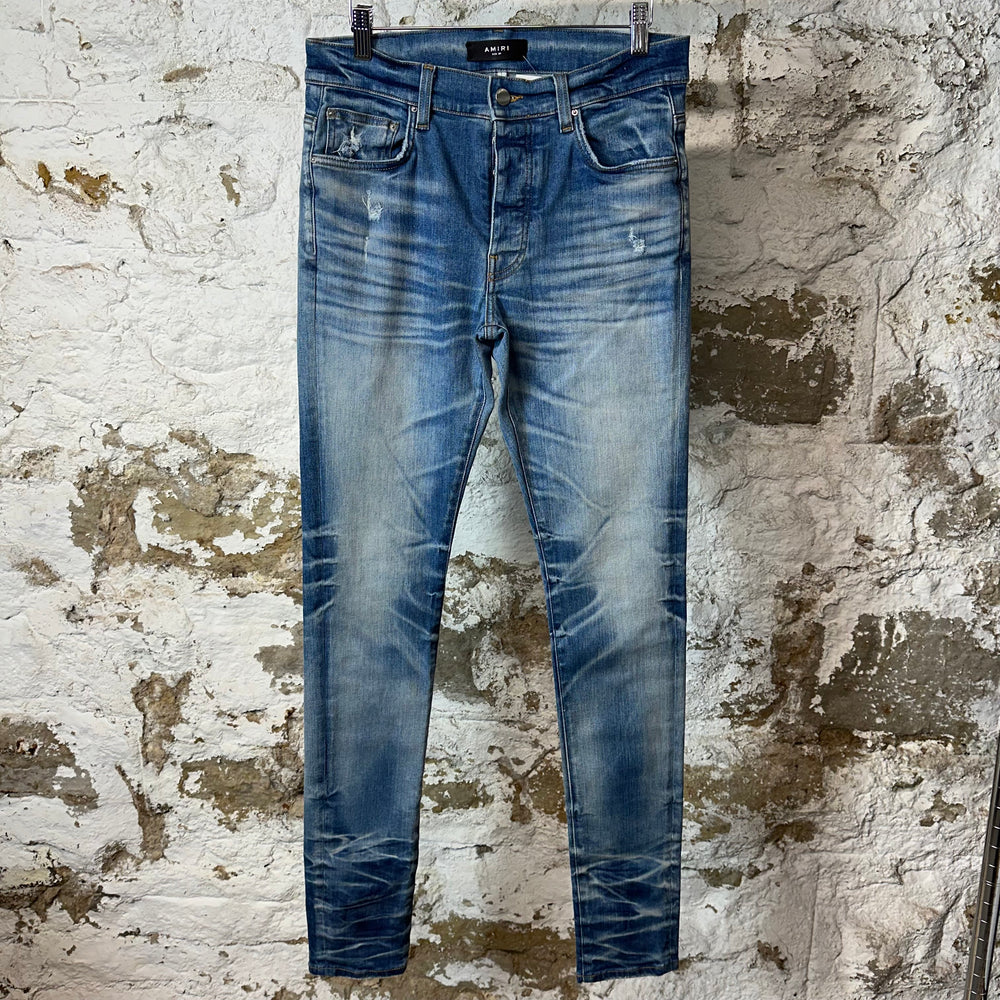 Amiri Plain Blue Honeycomb Denim Jeans Sz 30