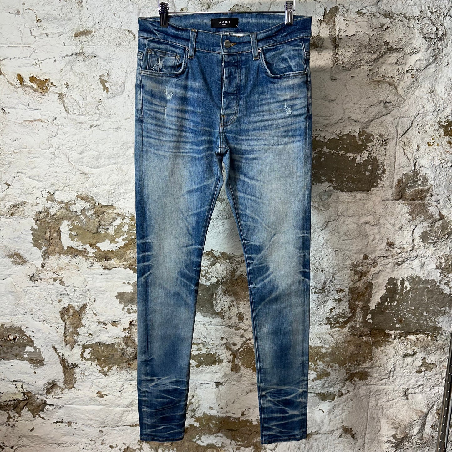 Amiri Plain Blue Honeycomb Denim Jeans Sz 30