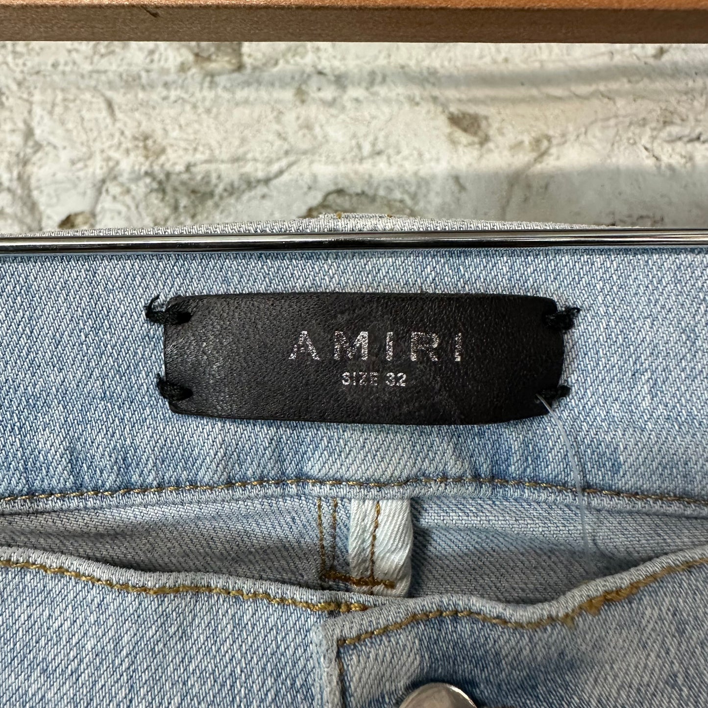 Amiri MX1 Orange Tie Dye Light Blue Denim Jeans Sz 32