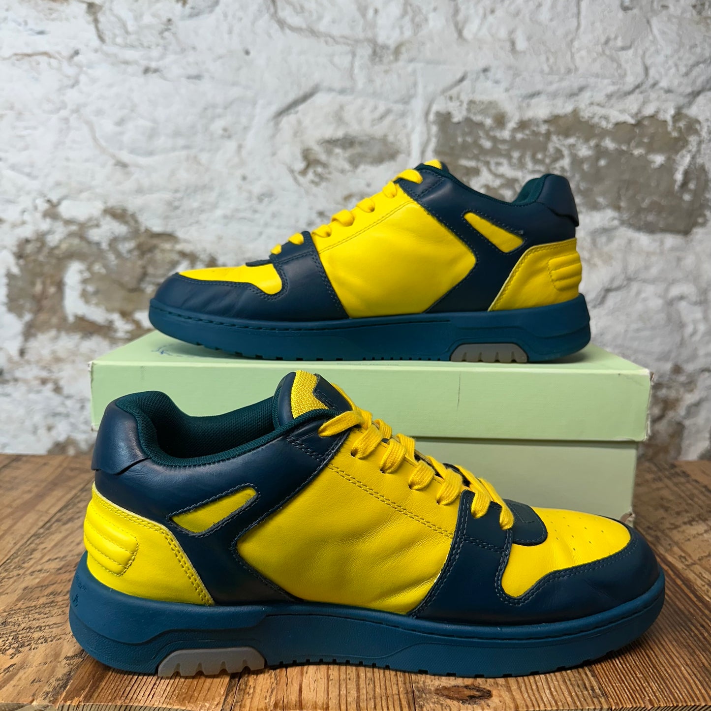 Off-White Out Of Office Yellow Navy Sneaker Sz 10 (43)