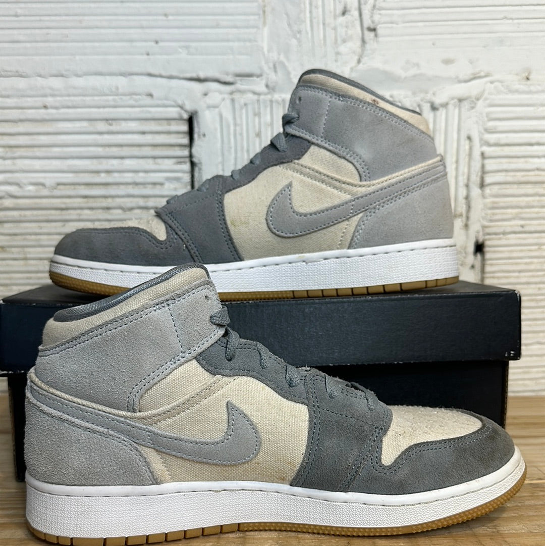 Air Jordan 1 Mid SE Coconut Milk Particle Grey Sz 7Y
