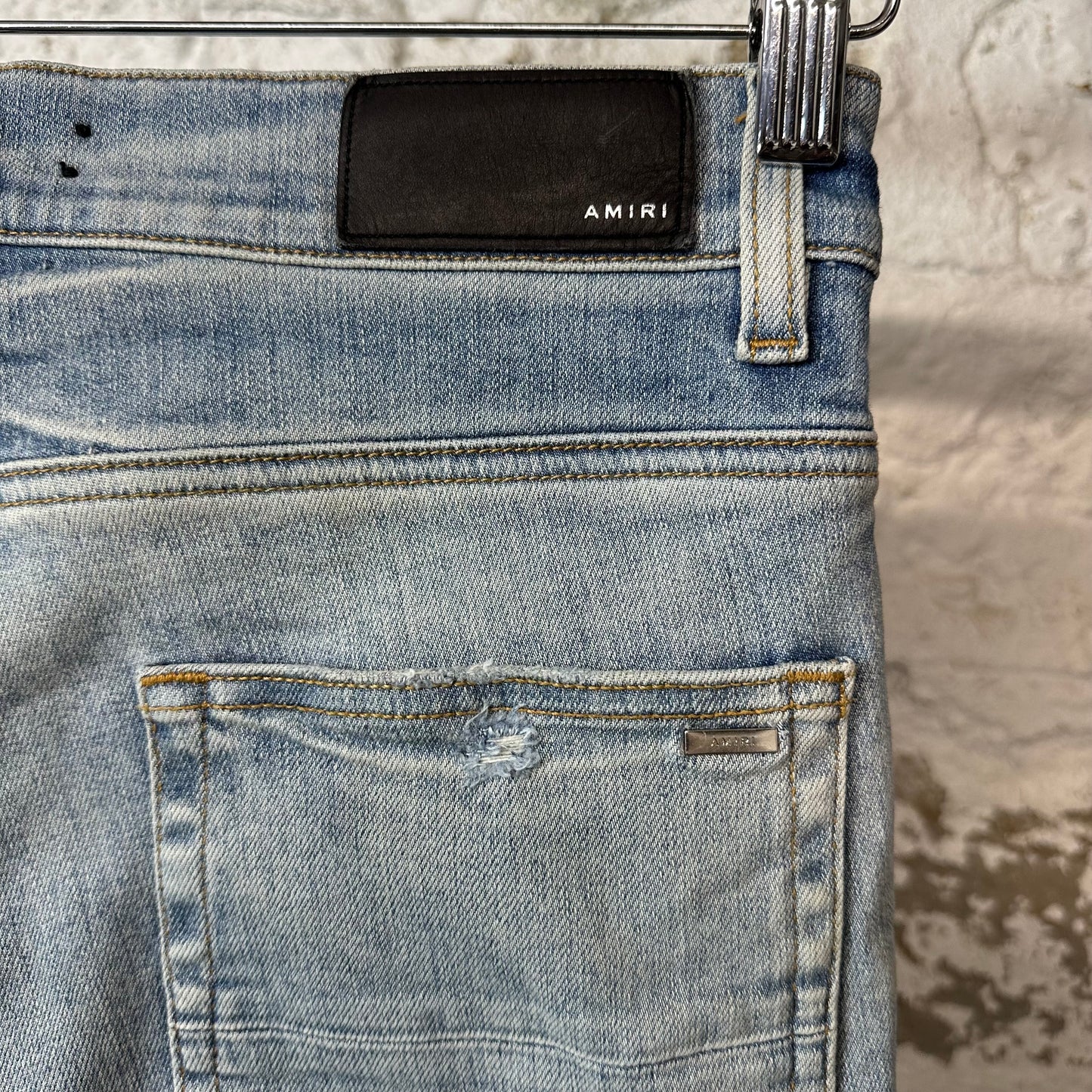 Amiri Tiger Print Patches Blue Denim Jeans Sz 31