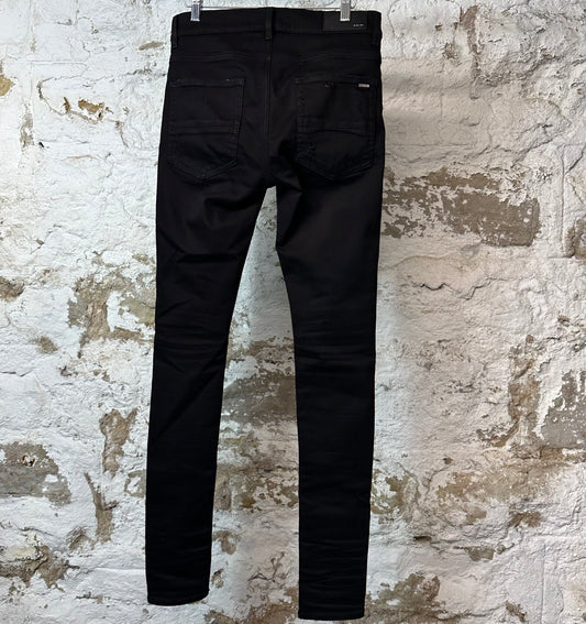 Amiri MX1 Silver Patch Black Denim Jeans Sz 30
