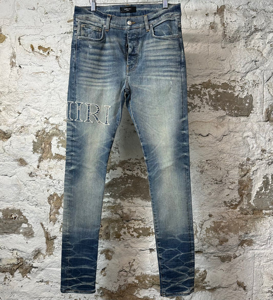 Amiir Core Logo Blue Denim Jeans Sz 32