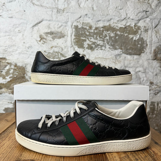 Gucci Black Embossed GG Monogram Ace Sneaker Sz 11.5