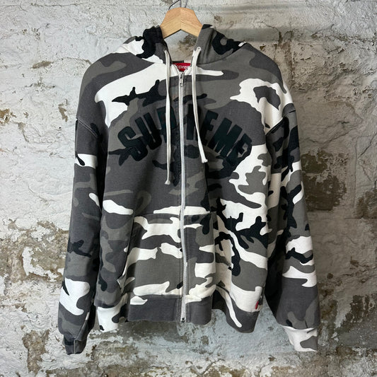Supreme Arc Spell Grey Camo Thermal Zip Up Hoodie Sz M