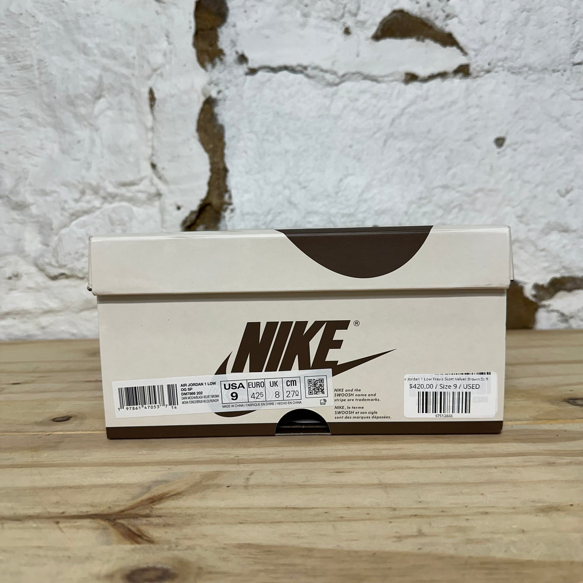 Air Jordan 1 Low Travis Scott Velvet Brown Sz 9