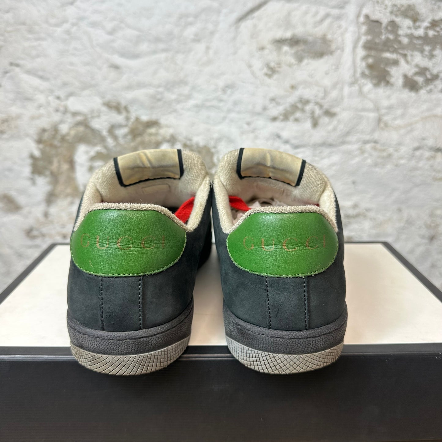 Gucci Red Green Stripe Black Screener Sneaker Sz 8.5