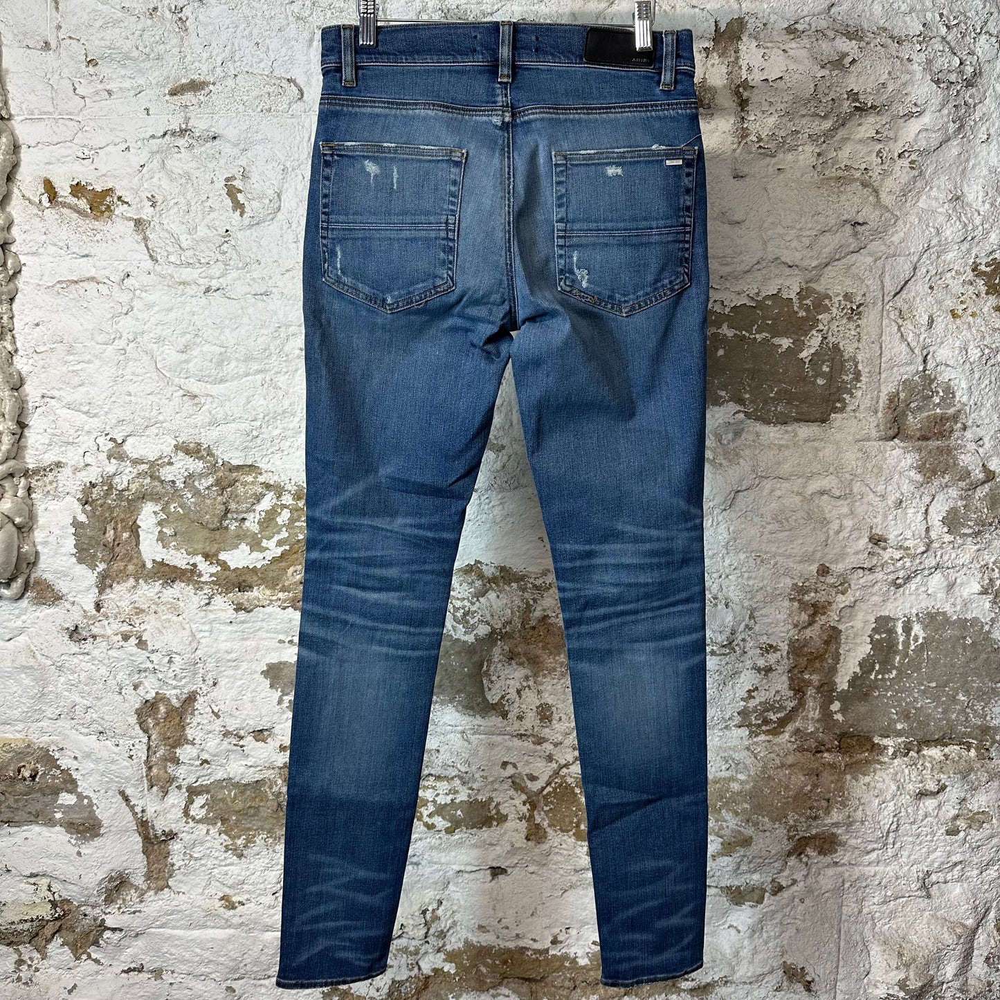 Amiri MX1 Black Suede Dark Blue Denim Jeans Sz 31